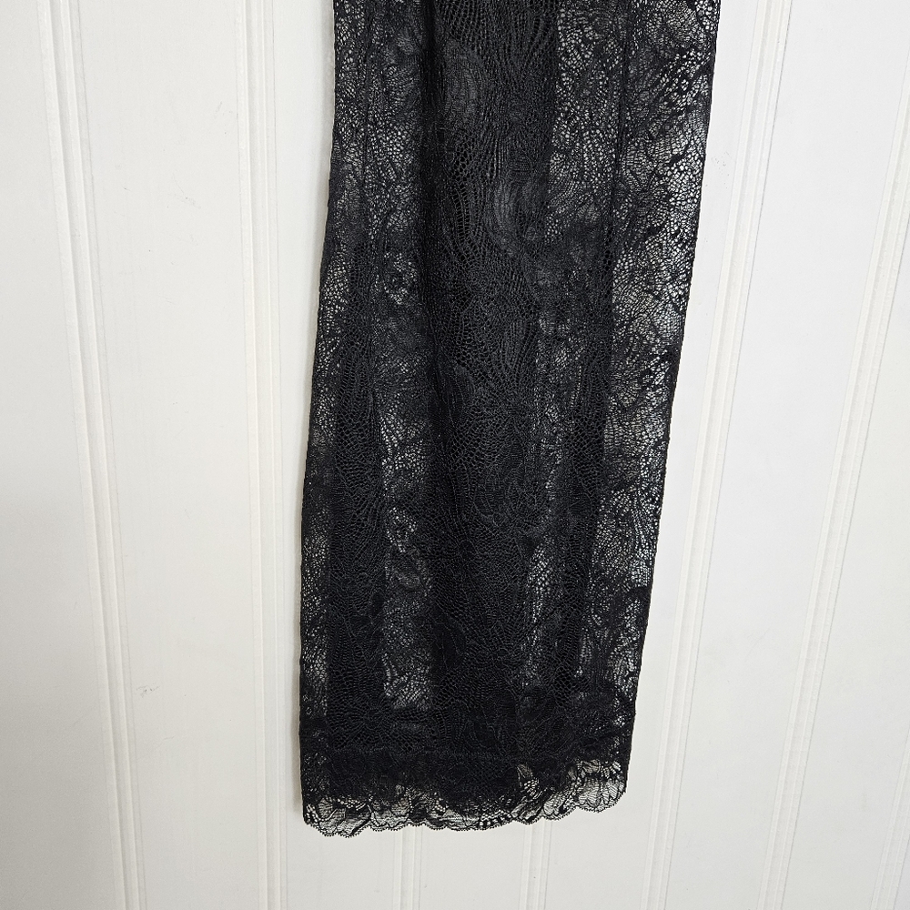 Victoria's Secret Lace Chemise M Sheer Cross Back Negligee Slip Dress Black Sexy - Picture 4 of 10